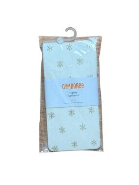 Gymboree Girls Gold Glitter Snowflake Tights-Ivory/Gold-Size 10/12-NWT